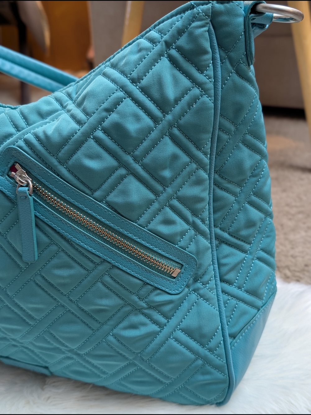 Vera Bradley Vivian Hobo Bag Turquoise Quilted Handbag Shoulder Bag - Picture 4 of 12